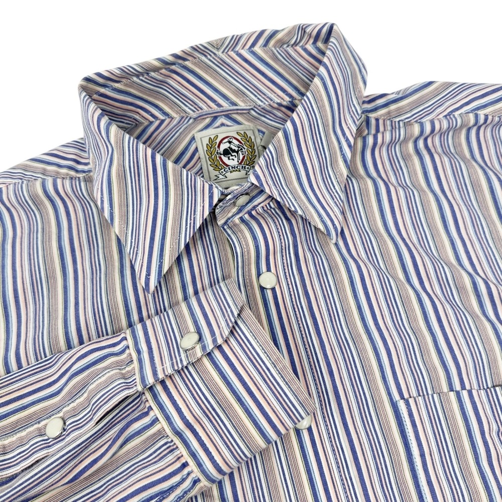 CINCH Mens Striped Pearl Snap Western Cowboy Rodeo Workwear Rodeo Shirt XL